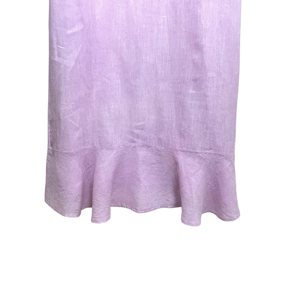 Francesca Bettini Small Lilac Pink Linen Midi Dress Made in Italy Ruffle Hem - Picture 14 of 16